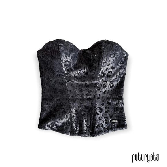 Insane Black Leopard Sequin Corset Top ⚡️🖤🐆 - Picture 1 of 4